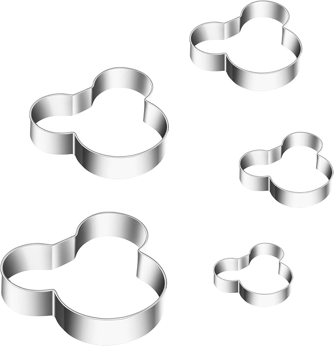 MrCookie Mouse Cookie Cutters Stainless Steel,5-Pack,2.12"-3.86".