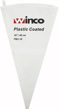 Winco Pastry Bag Cotton with Plastic Coating, 16-Inch, Medium, White | Comfortable grip, Prevents leaks, Great for Icing, Frosting, Pastries and Cake Decorating