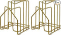 2 Pack Pot Lid Organizer Cutting Board Holder Inside Cabinet 304 Stainless Steel Pot and Pan Organizer Under Cabinet Cookie Sheet Bakeware Serving Tray Cooling Rack Stand Kitchen Countertop Matte Gold