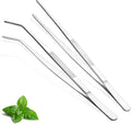 Berglander Kitchen Tweezers Tongs 2pcs, 12" Extra-Long Stainless Steel Metal Heavy Duty Cooking Tweezers for Chef, Serving Food, Grill, Culinary, Pasta, Salad, BBQ