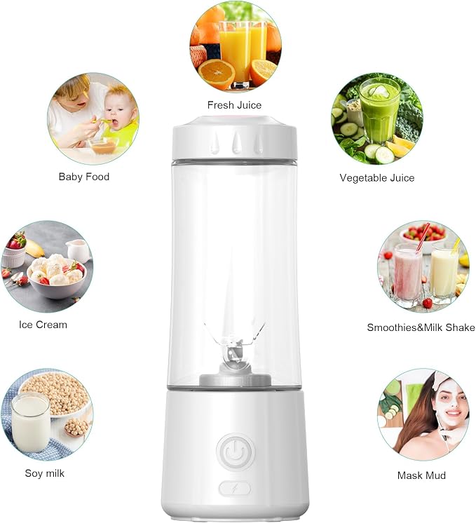 Mulli Portable Blender,USB Rechargeable Personal Mixer for Smoothie and Shakes, Mini Blender with Six Blades for Baby Food,Travel,Gym