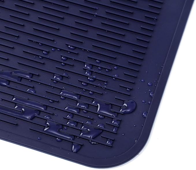MicoYang Silicone Dish Drying Mat for Multiple Usage,Easy clean,Eco-friendly,Heat-resistant Silicone Mat for Kitchen Counter or Sink,Refrigerator or Drawer Liner Navy Blue 2XL 24 inches x 18 inches