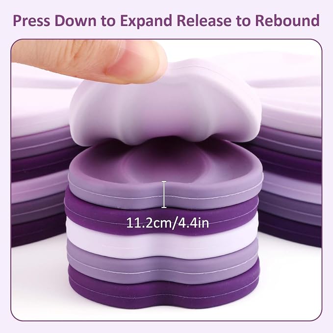 Silicone Trivets for Hot Dishes - Expandable/Collapsible Design Tree Trivets Set for Hot Pans/Dishes/Plates/Pots/Teapots/Bowl/Warming Trays,Hot Pads for Table,6 Trivets+1 Stand (Purple)