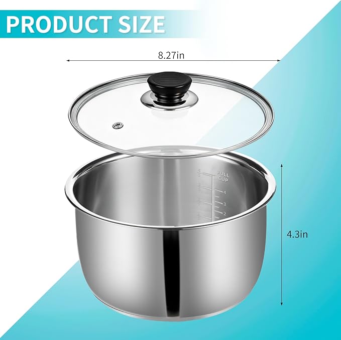 5.5-cup stainless steel inner pot - compatible with Tiger JBV-A10U model. made of 304 stainless steel. No rice cooker included.