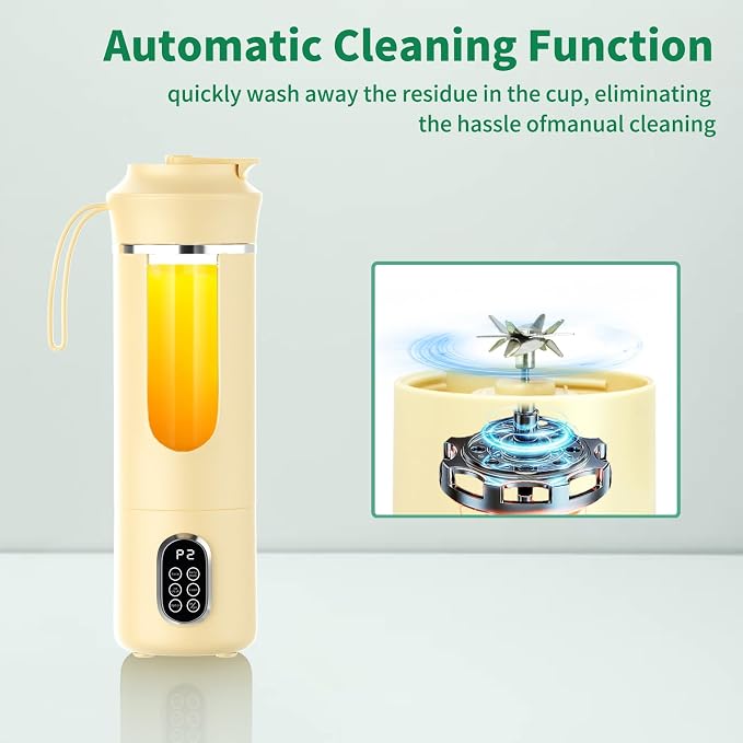 Portable Cordless Blender,Small Rechargeable Juicer | Mini Personal Blender for Smoothies and Shakes,With Automatic Cleaning Function,On The Go and Easy To Use