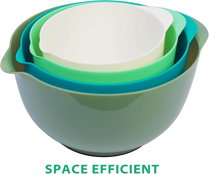 BoxedHome Classic Mixing Bowl Set, Microwave Safe, 3.5 quarts (Army Green) | BPA-Free Plastic,Dishwasher Safe,4-Piece (1.7, 2.5,3.5 & 4.5 Qt),Nesting Bowls for kitchen Baking,Salads,Meal Prep,RV,Camping
