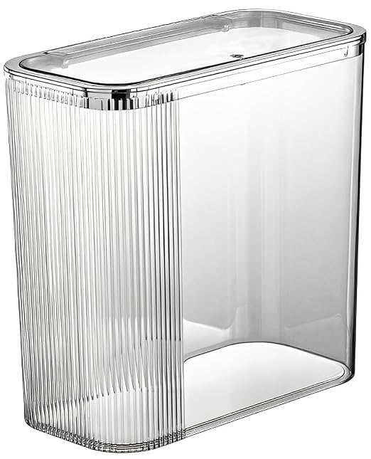 Sooyee Clear 14 Liter Bathroom Trash Can with Lid,3.9 Gallon | Garbage Can Press Type Lid, Slim trash can For Bathroom, Powder Room, Bedroom, Kitchen, Craft Room, Office