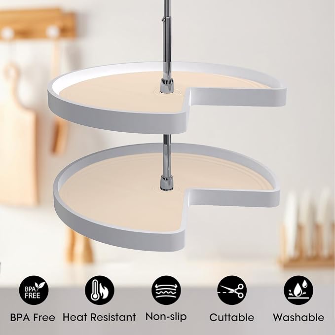 Lazy Susan Shelf Liner,Silicone Lazy Susan Liners for Kitchen Turntables – Non-Slip and Heat-Resistant for Added Convenience 2PCS