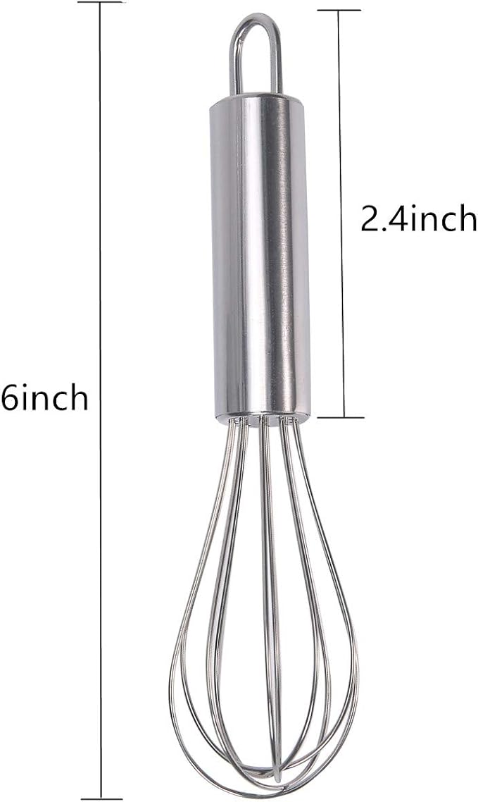 Stainless Steel Small Whisk, 6 inches | For Cooking, Cheese, Coffee, Flour, Eggs。which works great for cups and small containers ，Very Handy