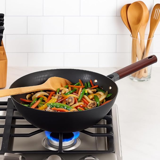 Helen's Asian Kitchen Pre-Seasoned Carbon Steel Wok, 12-Inch Stir Fry Pan