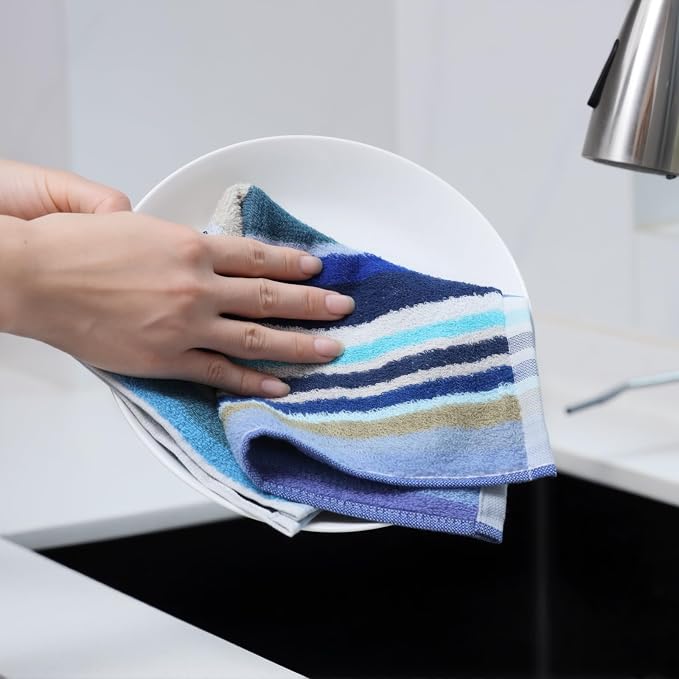 Dish Cloths for Washing Dishes, Kitchen Hand Towels WashCloths | Good Absorption, for Cleaning Drying Wiping, Dish Rags ,quick dry, 100% Cotton,12x12 inches, Pack 8 Wash Cloths