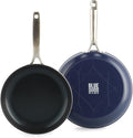Blue Diamond 2 Piece Nonstick Frying Pan Set, 9.5” & 11" Skillets, PFAS-Free Ceramic, Dishwasher & Oven Safe, Stainless Steel Handle, Durable Metal Utensil Safe, Egg & Omelet Pans, Blue | 9.5" x 11" Skillets, PFAS-Free Ceramic Nonstick, Dishwasher & Ov...