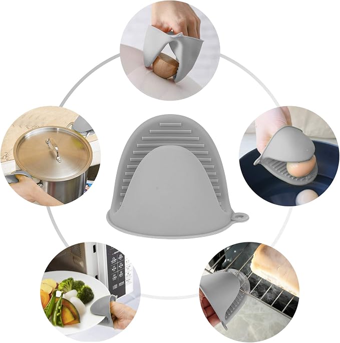 tifanso 1 Pair Heat Resistant Silicone Oven Mitts & Pot Holders for Cooking | Mini Non-Slip Pinch Grip, Food Grade Silicone, Ideal for Air Fryer Baking & Grilling, Easy to Clean & Durable