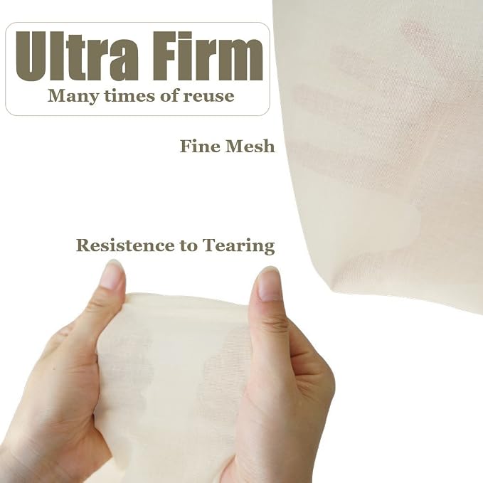 Cheesecloth Bags for Straining,Reusable Cold Brew Coffee Cheese Cloths Strainer,Large Nut Milk Tea Juice Bag,100% Natural Cotton Fine Mesh Filter Bags(Small,2 Pack)