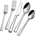 18/10 Stainless Steel Flatware, 20-Piece Forged Silverware Set for 4, Mirror Polished Cutlery Set Dishwaher Safe for Home, Restaurant, Wedding, Party | KINGSTONE Forged Cutlery Set, Mirror Polished Knives Fork and Spoon Utensils, Dishwaher Safe for Res...