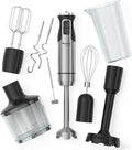MuellerLiving Immersion Hand Blender Full Set - 8 Speed Immersion Blender, Hand Mixer with 7 Attachments: Stainless Steel Blade, Whisk, Milk Frother, Beater, Mixing Hooks, Potato Masher, Chopper Bowl | Mixer with 7 Attachments: Stainless Steel Blade, W...