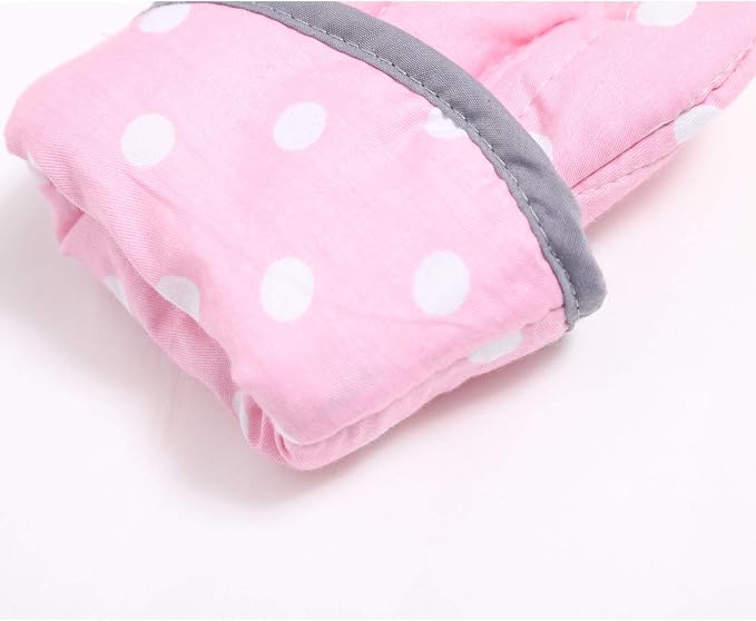 NEOVIVA Kitchen Oven Mitts for Kids,Heat Resistant Cotton Oven Gloves | Set of 2,for Cooking,Baking,Play Kitchen,Farmhouse Restaurant,Polka Dots Pink