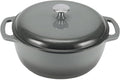 Amazon Basics Enameled Cast Iron Dutch Oven Pot with Lid, Round, Dual Handles, Heavy-Duty, Oven Safe for Stews, Roasting, Baking, 7.3-Quart, Gray