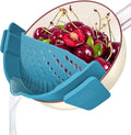 YEVIOR Clip on Strainer for Pots Pan Pasta,Silicone Food Pan Strainer | Food-grade BPA-free,Kitchen Food Strainer for Spaghetti, Pasta,Vegetable Fruits Fits All Bowls and Pots (Teal)