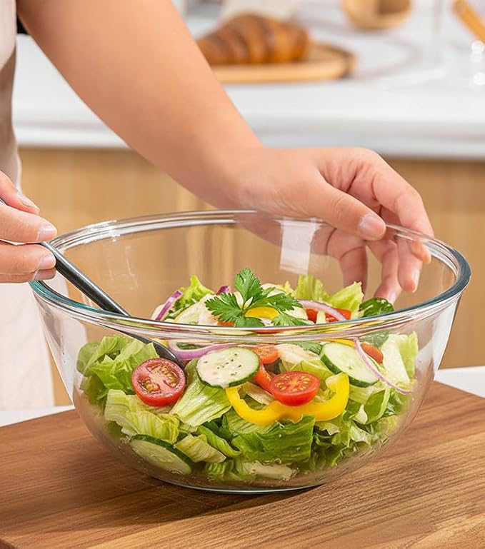 4.7Qt Extra Large Glass Mixing Bowl for Sourdough Bread Making | Glass Mixing Bowl for Sourdough Bread with Lid Clear Breads Proofing Bowl with Covers Ideal for Kitchen Storage