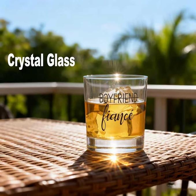 Engagement Gifts for Couples, Engagement Party Decorations - Unique Fiance Gift for Him or Her! Proposal Decorations, Whiskey Wine Glasses, Best Gift for Newly Engaged Couple, Women (Crystal Glass)