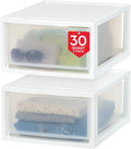IRIS USA 2-Pack 30 Qt. Stacking Drawer Organizer with Sliding Drawer, White | Store clothing, accessories, pantry items, and household essentials around your home with organized storage solutions
