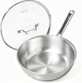 COOKER KING 10" Wok Pan with Lid, Stainless Steel Deep Skillet for Stir-Fry | Non-Toxic Uncoated Cookware, Flat Bottom, Oven Safe, Induction Ready, Stay-Cool Handle, 3-Ply Stainless Steel Clad