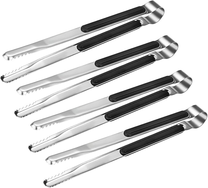 4 Pack Kitchen Tongs for Cooking,XEVOM Stainless Steel Food Tongs,12 inch | Four 12-inch Metal Food Tongs with Non-Slip ABS handle Grip for Korean BBQ, cooking, grilling, buffet, and serving