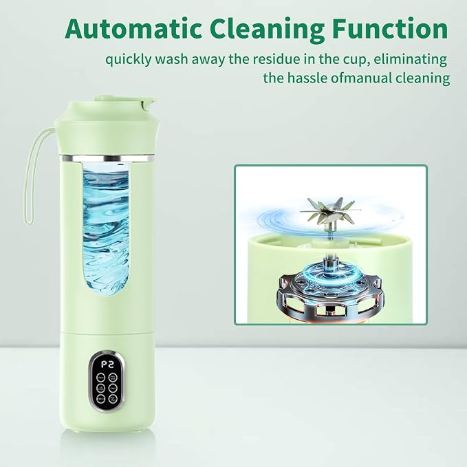 Portable Cordless Blender,Small Rechargeable Juicer | Mini Personal Blender for Smoothies and Shakes,With Automatic Cleaning Function,On The Go and Easy To Use