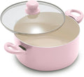 GreenLife 5QT Ceramic Nonstick Stockpot with Lid, Blush Pink | PFAS-Free Nonstick Coating, Casserole Pot, Soup Pot, Pasta Pot, Induction Ready, All Stovetop Compatible, Dishwasher Safe