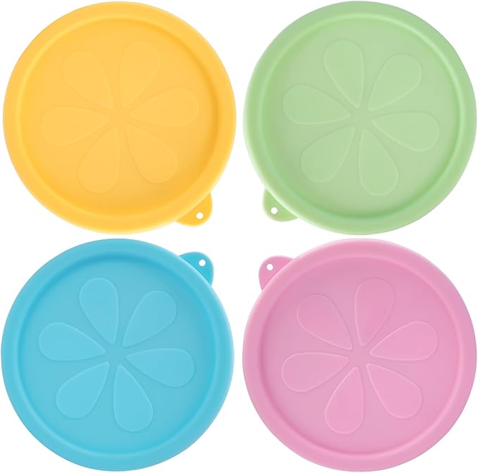 2 Cup Silicone Replacement Lids Compatible with Pyrex 7200-PC Glass Bowls, 4 Pack BPA Free & Leakproof Round Food Storage Covers, Safe for Dishwasher Refrigerator Microwave Use 4 Colors