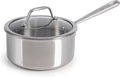 T-Fal Pro Tri-Ply Stainless Steel 2 qt Saucepan with Lid, Induction Pot | NSF-certified tri-ply build, Glass lid traps heat, Oven safe to 500 °F, Built-in measuring marks, All cooktops compatible