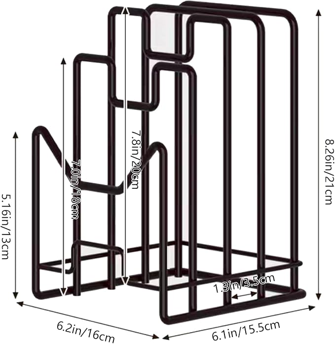 Multifunctional Cutting Board Organizer, Cutting Board Holder Rack Baking Cookie Pan Sheets Cooling Racks Storage Stand for Kitchen Cabinet -Divided Holder with 4 Slots (1PS Black)