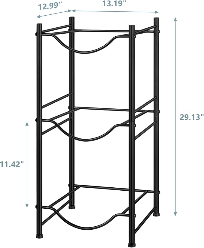 MOOACE 3-Tier Water Jug Rack, 5 Gallon Detachable Water Bottle Holder Organizer Storage Rack, Black