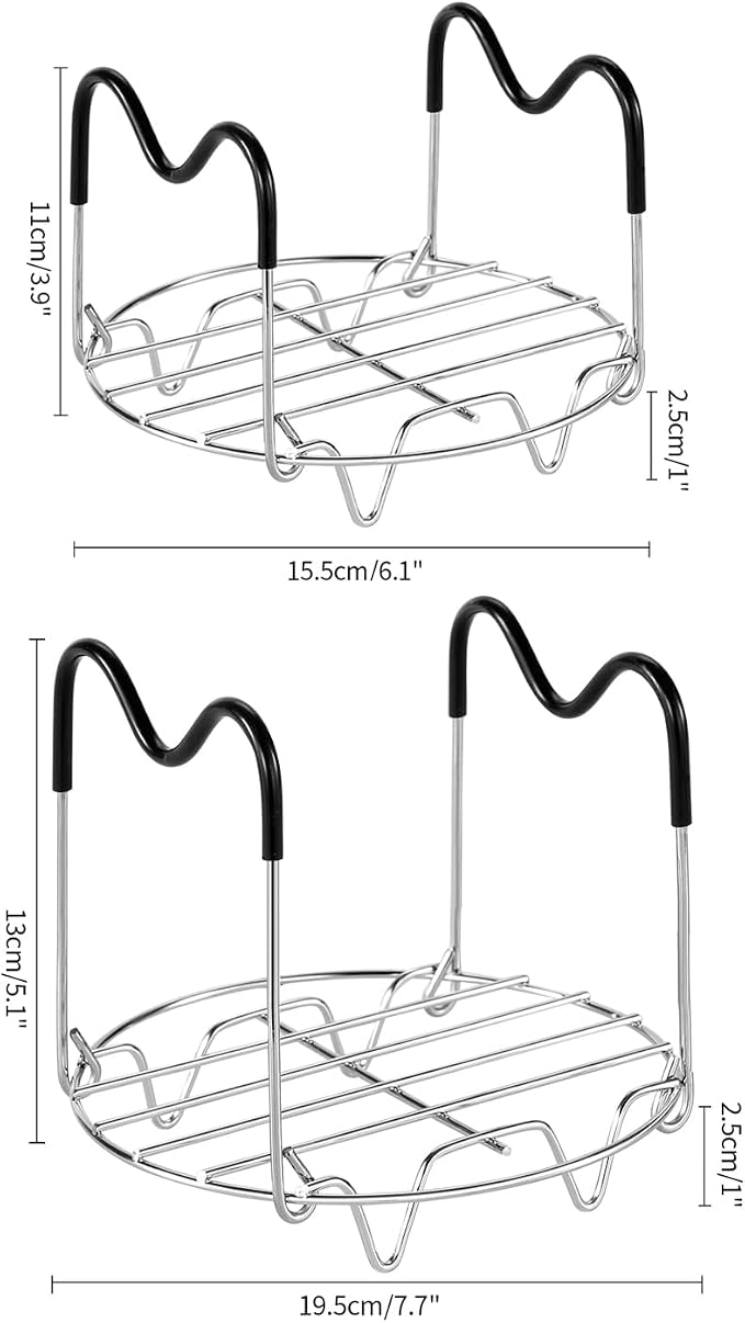 Steamer Rack Trivet with Handles for Instant Pot Pressure Cooker Accessories (Handle Without Silicone, for 6qt)