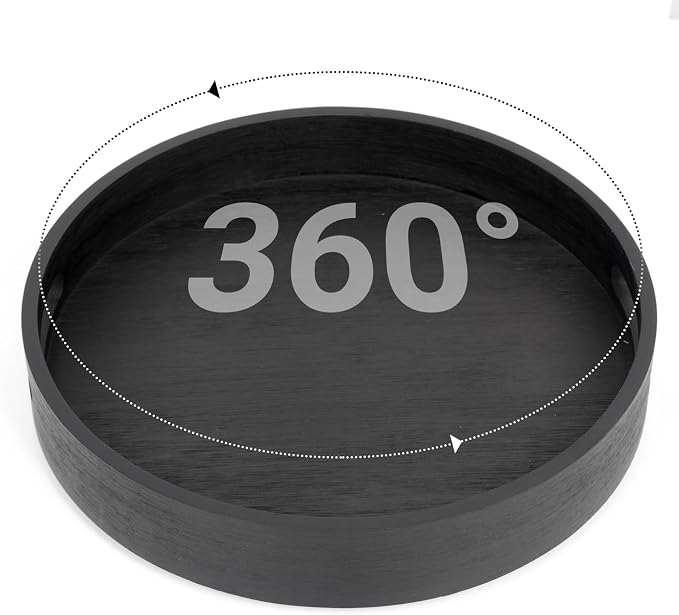 10in Black Bamboo Lazy Susan Turntable Organizer for Pantry | Tall Side Anti-Fall, Organizer Turntable for Countertop & Cabinet | Round Spice & Seasoning Condiment Spinner Tray