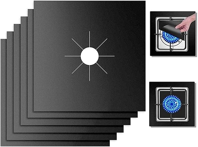 10 Pack Stove Burner Covers Double Thickness Reusable Non-Stick Heat-Resistant Gas Range Protectors for Kitchen and Easy to Clean（Black）FLSEPAMB