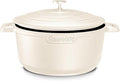 Large Dutch Oven Pot with Lid-7.5QT Cast Aluminum Oven Pot with Two Handles Lightweight for Bread Baking Braising and Roasting(Beige)