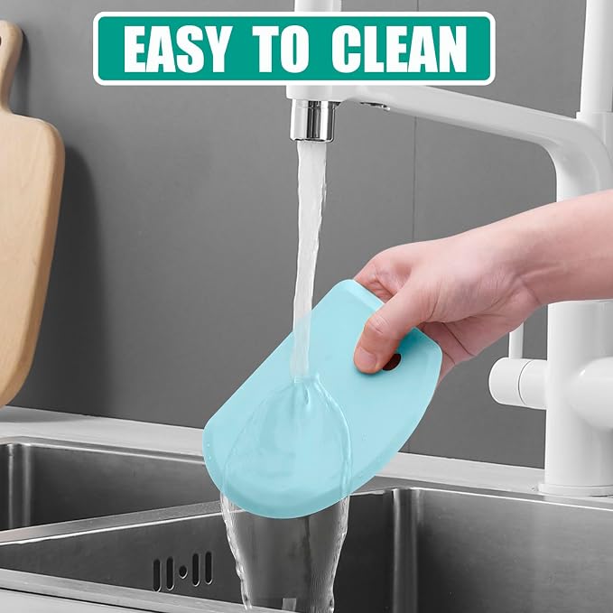 Silicone Dough Scraper with Metal Core Flexible Bowl Scraper Bread Baking | With Stainless Steel Sheet, Curved Edge Food Grade Silicone Bench Scraper for Sourdough Bread, 2PCS, Blue & Mint Green, SAPID