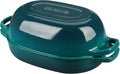 EDGING CASTING Enameled Cast Iron Oval Dutch Oven Pot with Lid, Dutch Oven for Sourdough Bread Baking, Bread Oven, Bread Dutch Oven, Oval Bread Pan, 7qt, Darkcyan