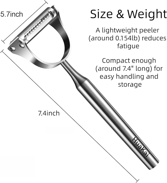 2 in1Julienne Vegetable Peeler,Stainless Steel Silver | julienne shredder tool peels and slices into julienne strips; non-slip handle, suitable for both right- and left-handed users