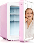 Kikihouse 16L/20L Skincare Fridge with LED Mirror, Small Fridge for Makeup | Portable Skin Care Fridge for Beauty, Cosmetics, Personal Mini Refrigerator for Food, Office, Dorm, Car, Cooler & Warmer