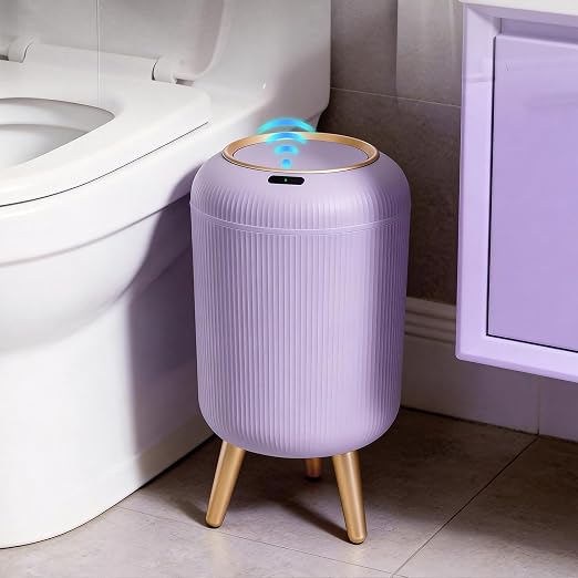 Bathroom Trash Can Automatic Touchless,3 Gallon Purple Gabage can | Motion Sensor Trash Can with Lid and legs,Smart Diaper Garbage Bin,Auto Small WasteBasket for Bedroom,Office,Restroom,Laundry