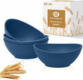 Wheat Straw Bowl 26 OZ - Unbreakable Serving Bowl Set of 4, Microwavable Bowls Set, Reusable Plastic Bowls for Cereal,Salad,Oatmeal,Soup, Kitchen Bowl (Blue)
