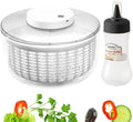 Electric Salad Spinner, 6L Vegetable Washer Dryer with 350ml Squeeze Bottle | Large Capacity Automatic Vegetable Washer Drainer Strainer for Fruit Drying, USB Lettuce Spinner Cleaner for Home Kitchen