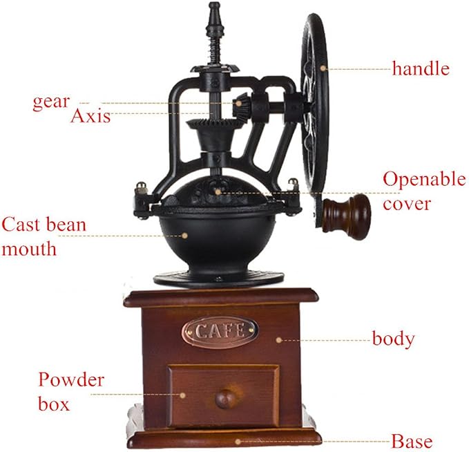 Manual Coffee Grinder Hand Crank | Grinding Settings, Socket Drawer