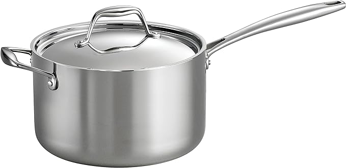 Tramontina Signature Tri-Ply Clad Stainless Steel 4-Quart Sauce Pan | Induction-Ready, Dishwasher-Safe, NSF-Certified, Made in Brazil