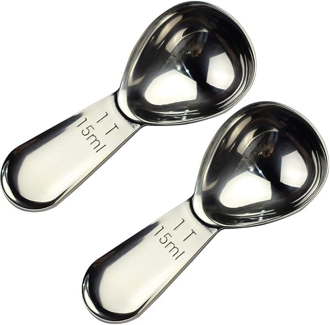 2 Pack Coffee Scoop 15ml Stainless Steel Measuring Spoon Set for Ground Coffee