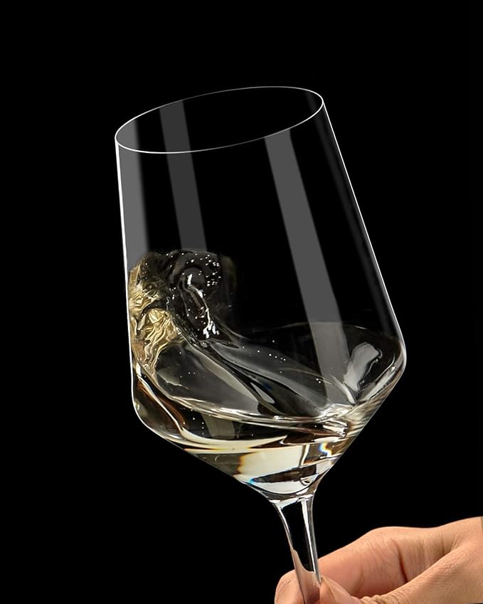 OJA Wine Glasses Set, Crystal Red Hand Blown Wine Glass, Set of 6, 17 oz | Long Stem, Thin Rim, Large, Tall, Premium, Perfect for Red or White, Daily Use, Unique Wedding Anniversary or Birthday Gift