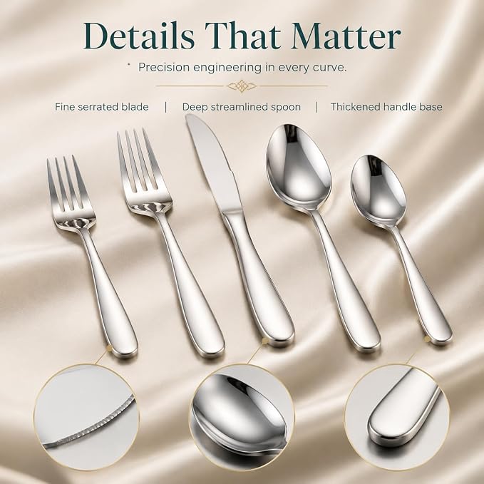 HaWare Silverware Set for 4, 20-Piece Stainless Steel Flatware, Heavy Duty | Cutlery Set, Mirror Polished Tableware Include Forks Spoons Knives for Home Restaurant, Dishwasher Safe